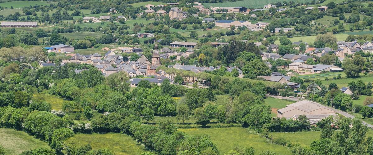 View of Saint-Saturnin-de-Lenne from La Roque-Valzergues, Aveyron, France