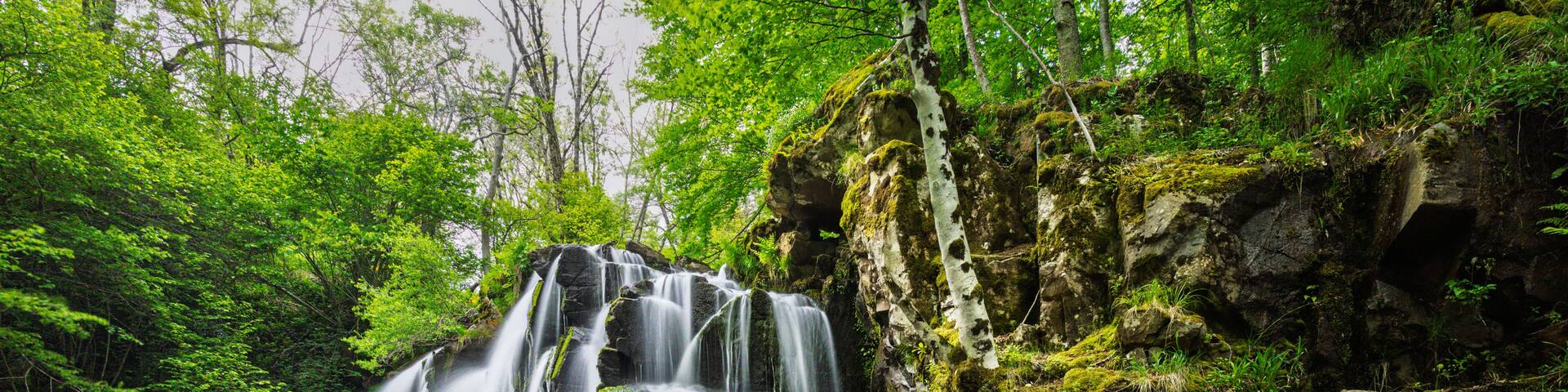the Touzes waterfalls in Aubrac
