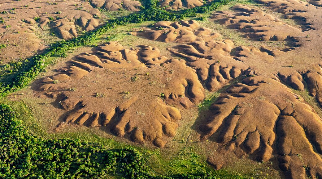 Formaciones rocosas en puerto Gaitán Meta _ Colombia , sobrevuelo en el departamento del Meta