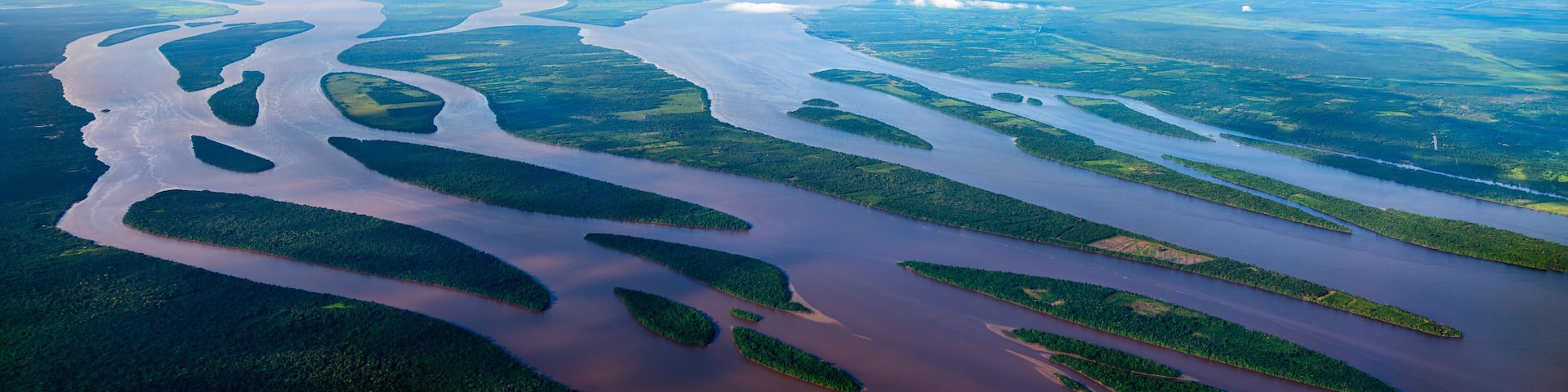 Majestic Delta of the Essequibo River Flowing into the Atlantic Ocean - Guyana, South America