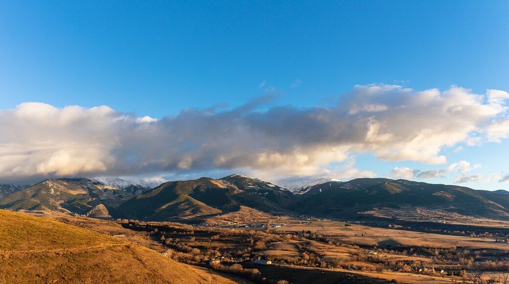 Climate change. A lack of snow is seen nearby the French town of Font Romeu during the 2017 month of December, France, Pyrenees Orientale
