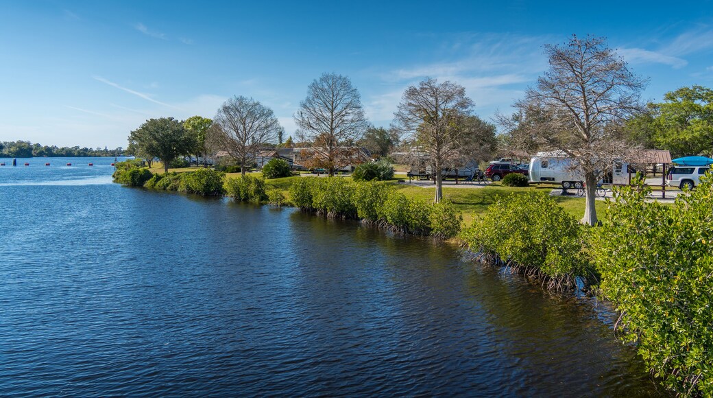 Campers Along shore of River