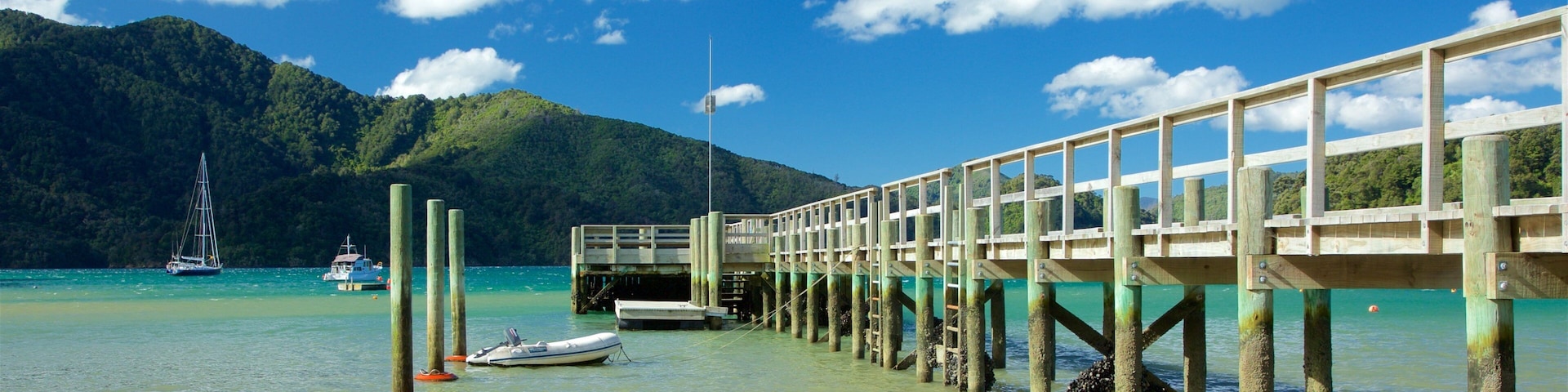 Picton caracterizando canoagem, uma baía ou porto e vela