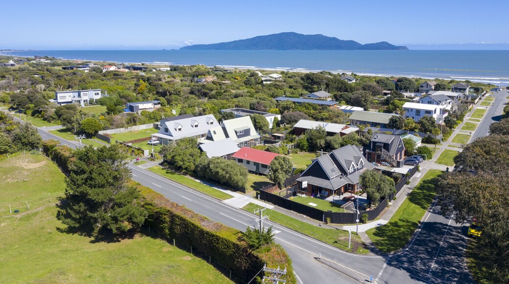 aerial shot Peka Peka village also showing kapiti Island