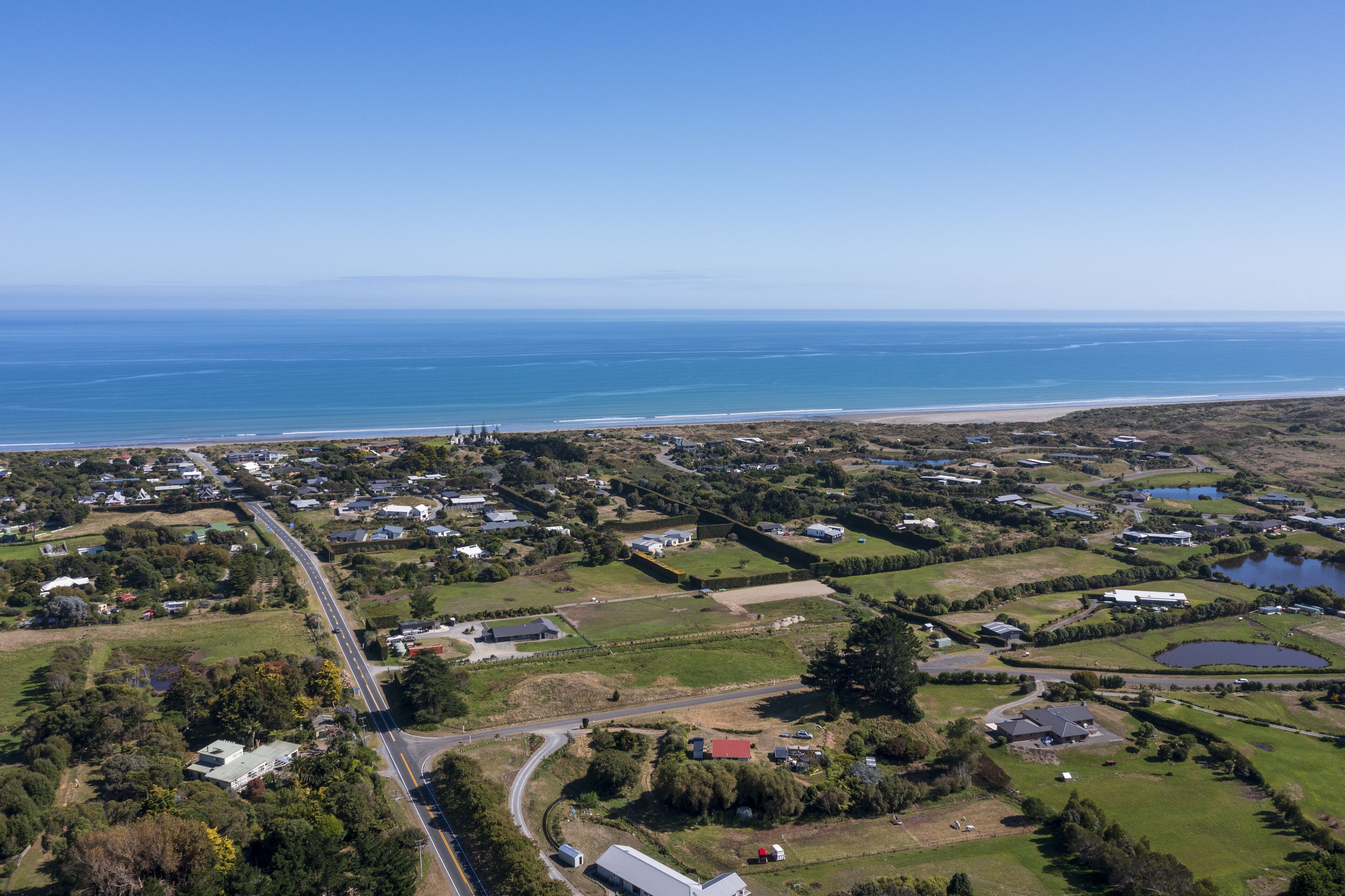 Peka Peka beach and village on New zealand's Kapit Coast on fine autumn day