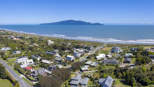 Aerial Panorama of Peka Peka beach and village