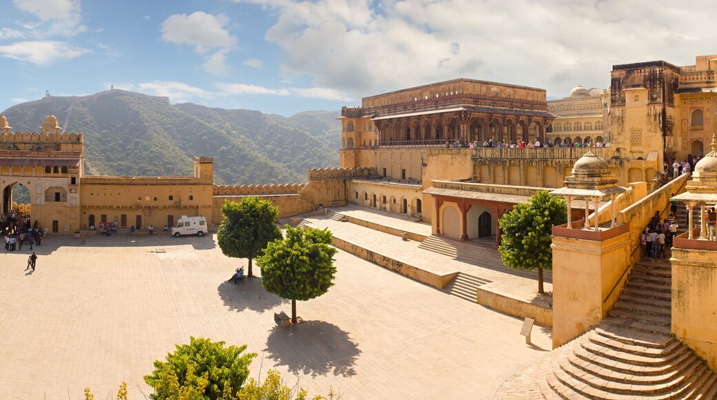 Jaipur, India, november 10, 2011: High-resolution panorama. View to castle Amer Fort, Rajasthan India