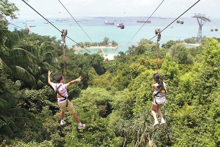 Megazip Ziplining at Sentosa, Singapore.