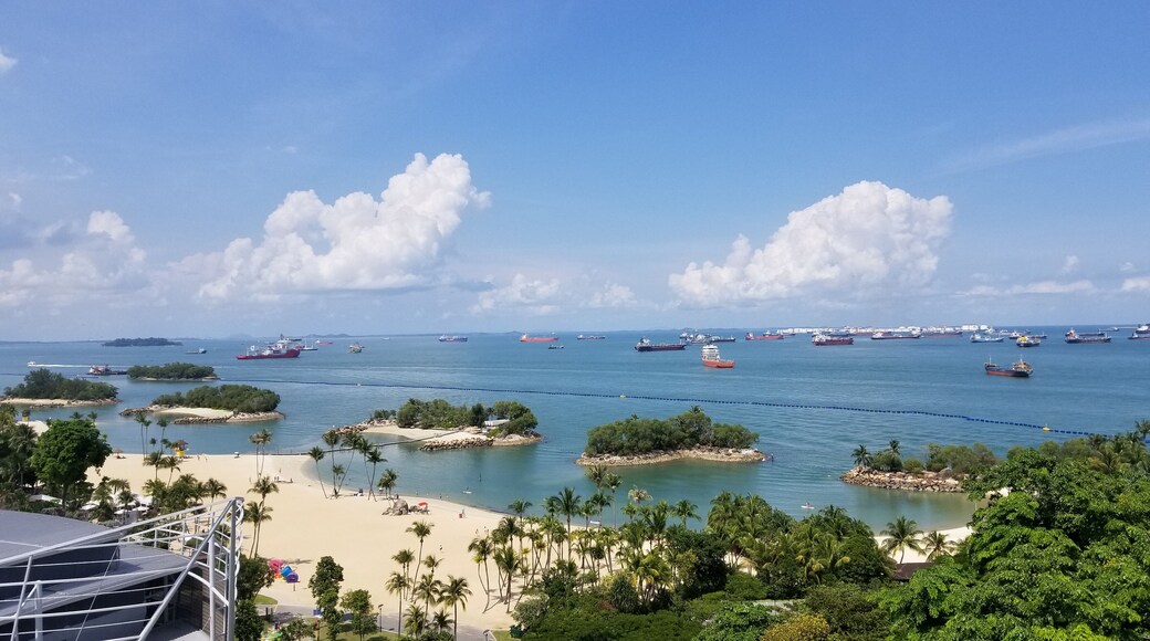 Sentosa, an island resort in Singapore boasts some of the country's best beaches. Take a walk up on the Fort Siloso Skywalk to see a stunning view atop the trees and the rest of Siloso Beach. #LifeAtExpedia