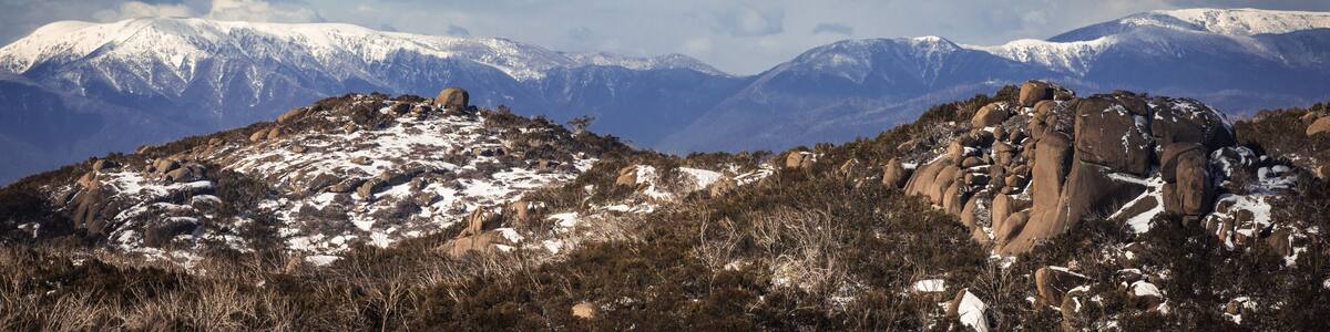 Mount Buffalo, winter view at the top of the snow mountain