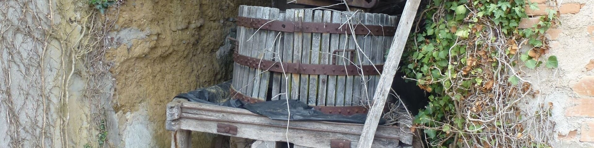 A dilapidated old wine press