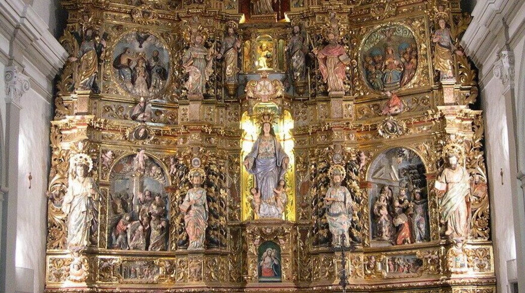 Baroque altarpiece (1704) in Mare de Déu dels Àngels church in Casserres, Berguedà, Catalonia