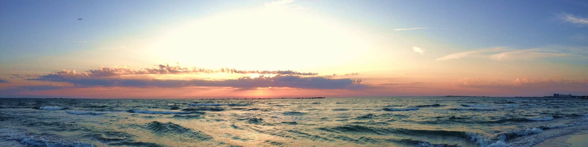 panoramic landscape with the Black Sea coast at Mamaia- Romania
