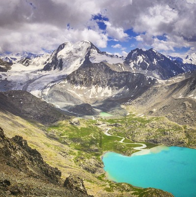 The source of the Ala-Kul lake in Kyrgyzstan.