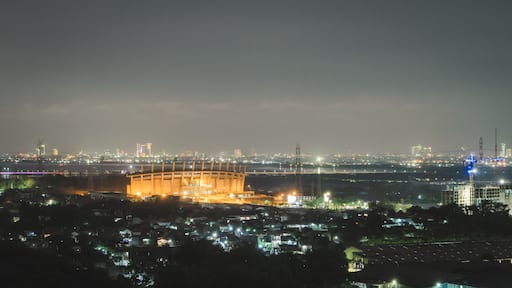 night city view with night sky.night view in gresik indonesia