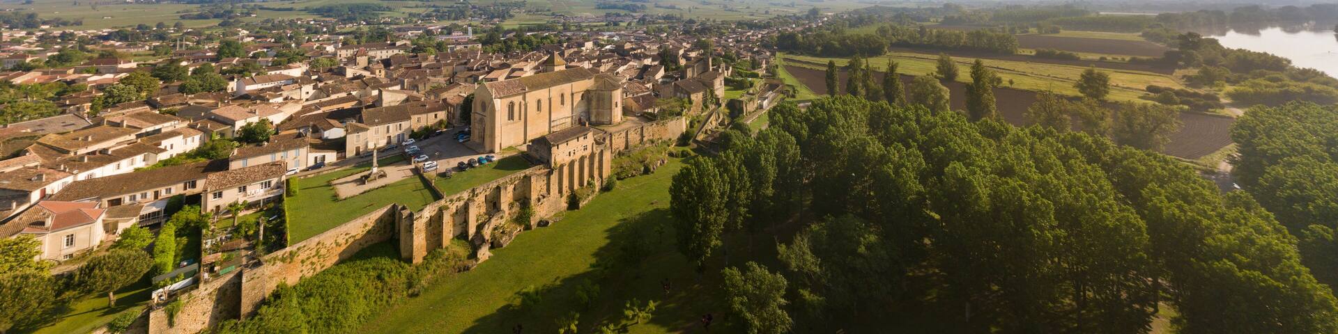 Aerial view of Saint-Macaire, Bordeaux region, Gironde