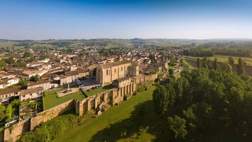 Aerial view of Saint-Macaire, Bordeaux region, Gironde