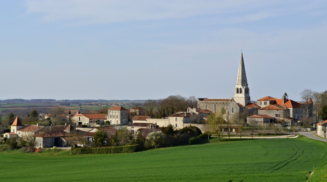 Charmant, Charente, France. View of the village as seen from the shrine, near road D 123.