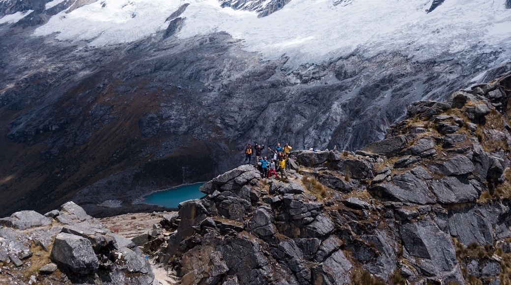 Team posing for the epic shot in Punta union pass in the Peruvian Andes
