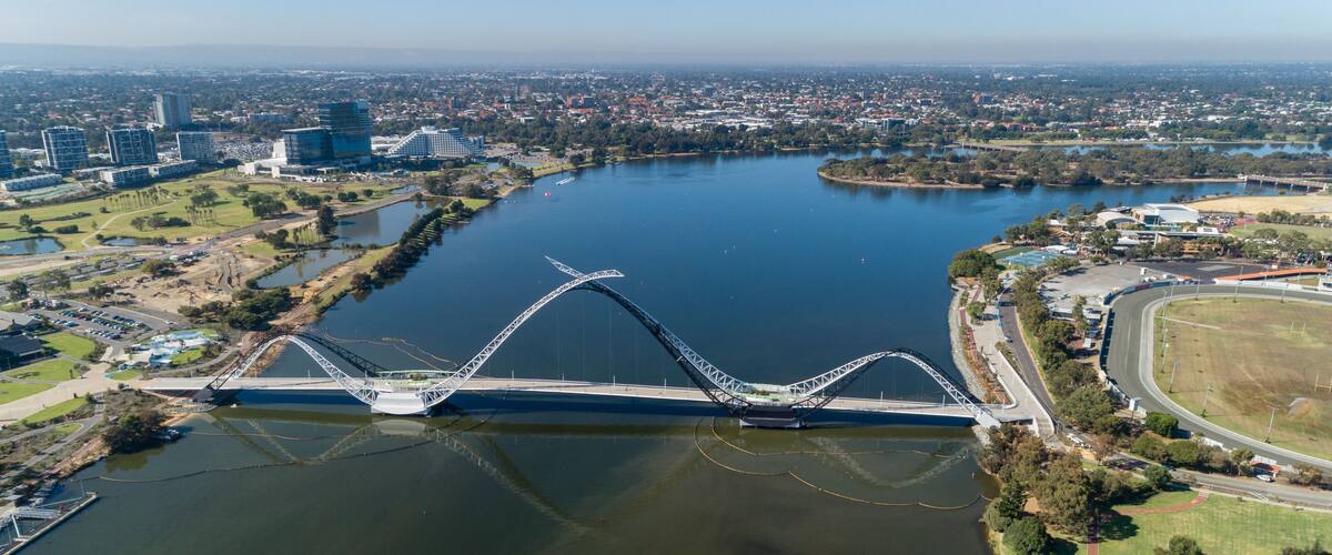 Aerial Over The Matagarup Bridge, Swan River