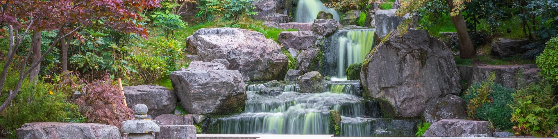Long exposure, waterfall in Kyoto garden in Holland park in London, England