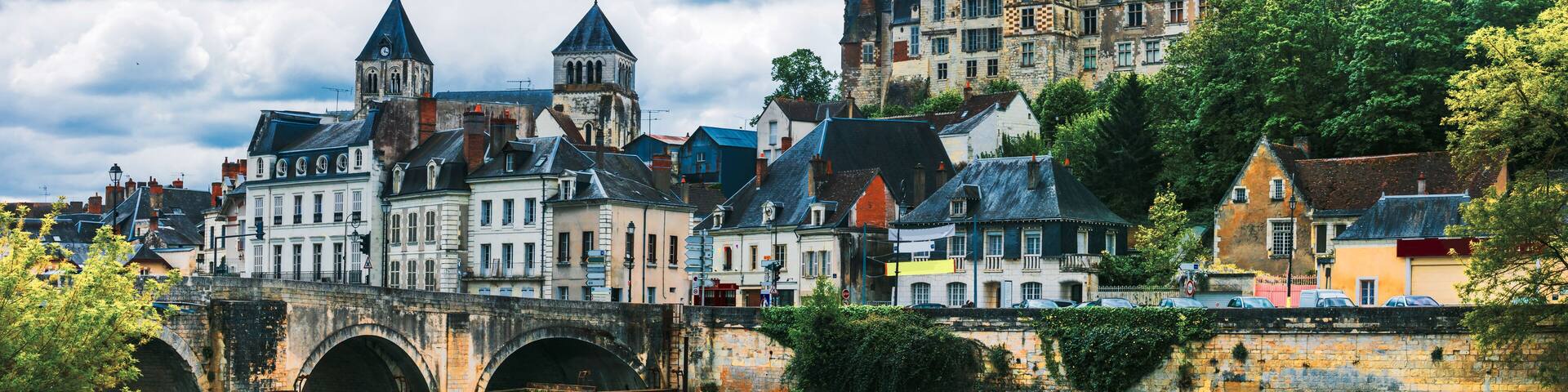 Travel in France- pictorial medieval town Saint-Aignan, in Loire valley region