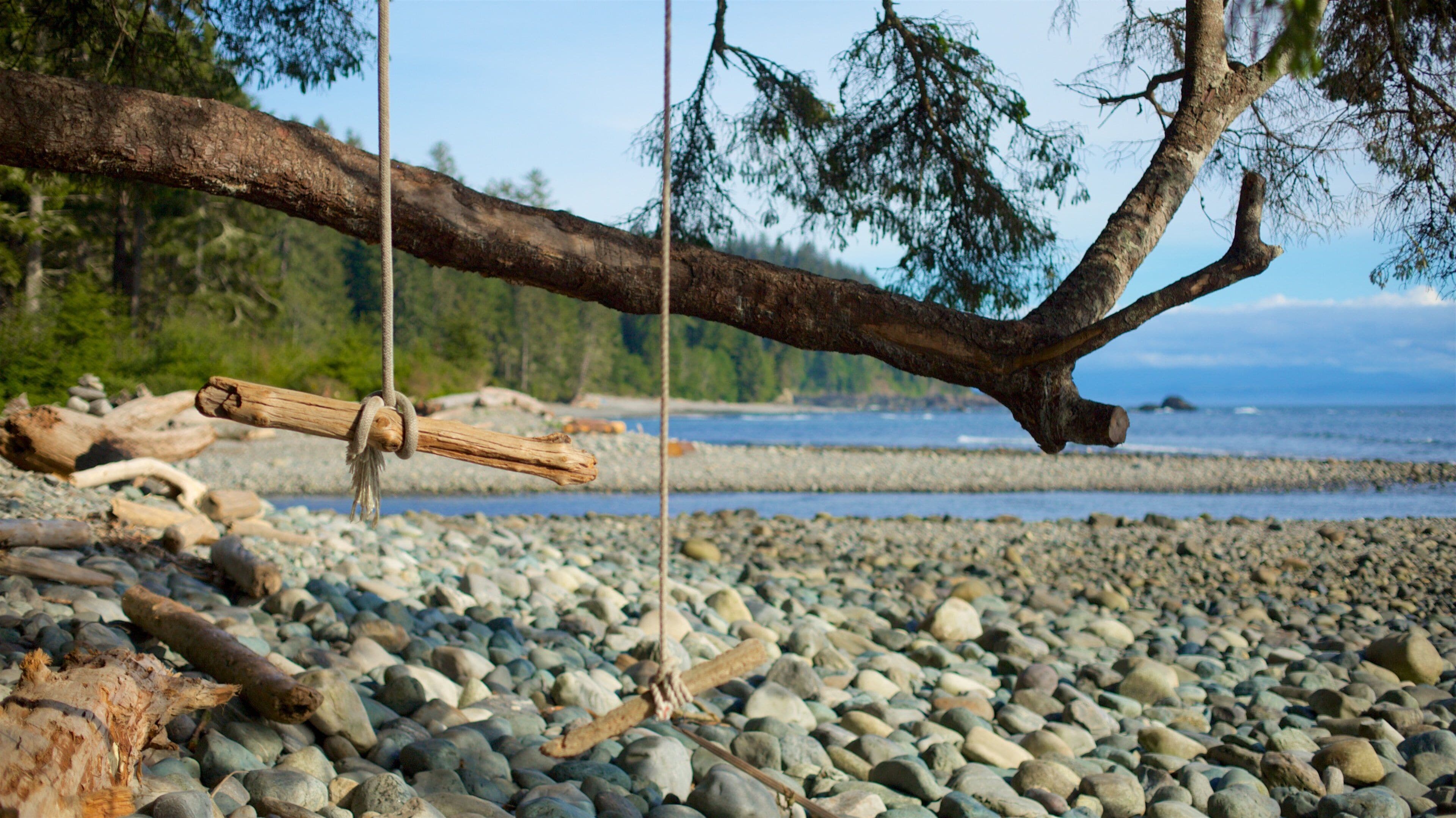 Canada montrant plage de galets et vues littorales