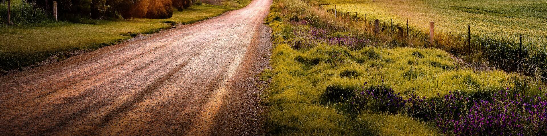 Sunset on country road in Gawler in South Australia