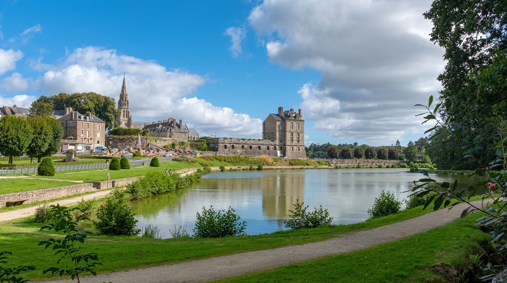 The castle and the basilica of Quintin, Brittany, France