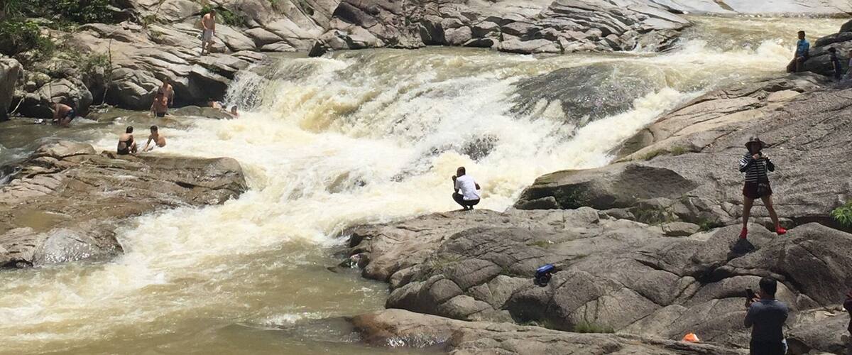 Magnificent waterfull looks a little bit dangerous.