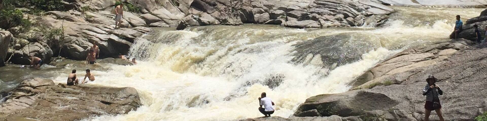 Magnificent waterfull looks a little bit dangerous.