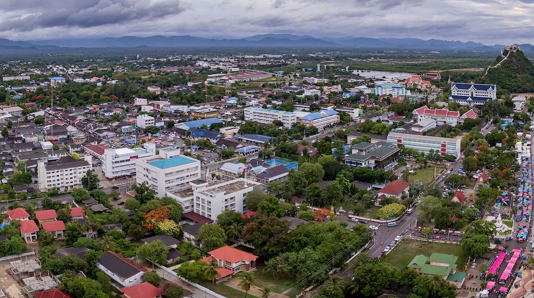 prachuap khiri khan - june24,2016 : aerial view of prachuap khiri khan province one of southern town in thailand ,prachuap is narrowest and longest province in thailand