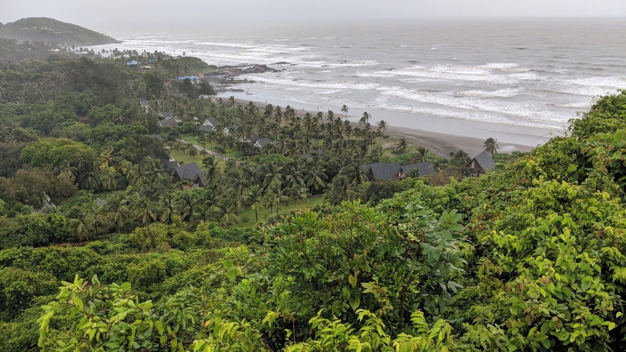 View of vagator beach from chapora fort at Goa India.
#outdoors #beach #monsoon #ocean #fort