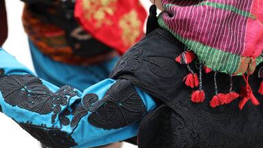 Turkey, Mugla, Mentese local cultural festival folklore (efe zeybek) men's and women's clothes