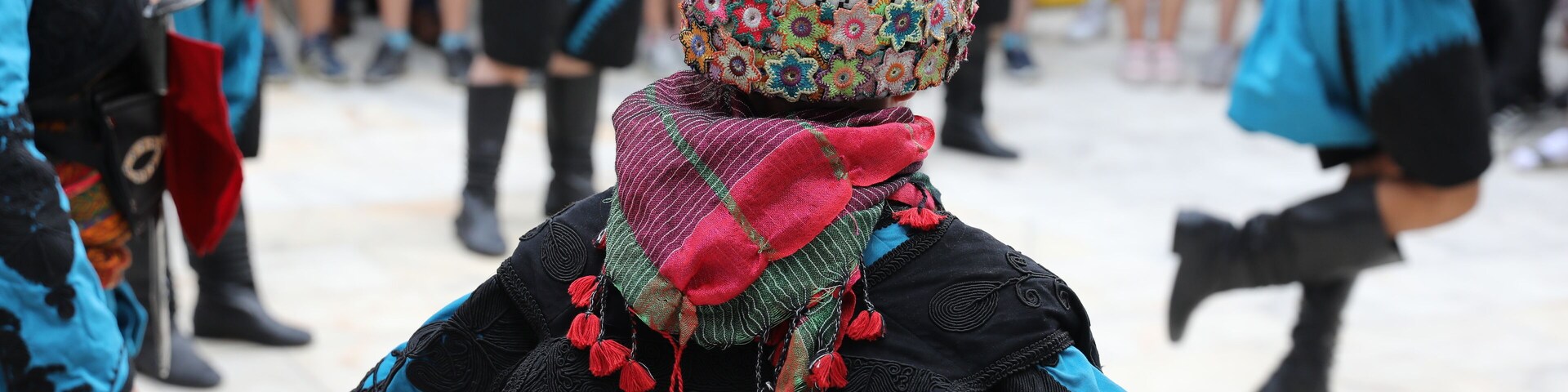 Turkey, Mugla, Mentese local cultural festival folklore (efe zeybek) men's and women's clothes