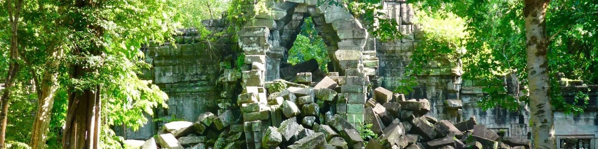 The collapsed entryway to the jungle temple