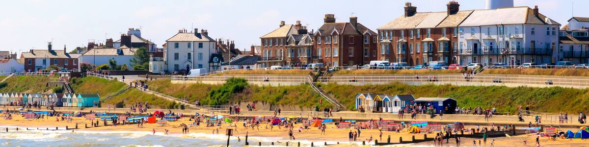 Seaside Cottages and Lighthouse at Southwold Beach