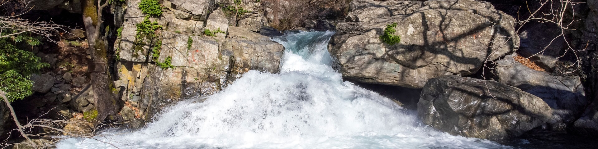 The Hasanboguldu river and waterfalls in Edremit district of Balikesir province of Turkey. A natural pool and river on mount Ida, Hasanboguldu, Kazdağı