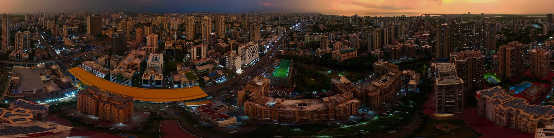 Mumbai Monsoon Sunset Aerial view 8k VR 360