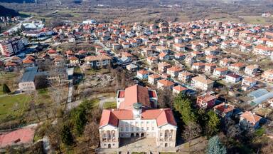 Aerial view of town of Bratsigovo, Bulgaria