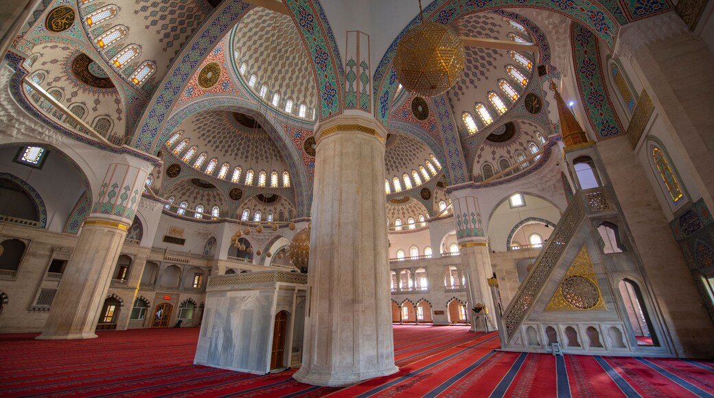 Kocatepe Mosque Kocatepe Camii interior. The mosque is the largest mosque in Kocatepe quarter in Kizilay in Cankaya District, city of Ankara, Turkey.