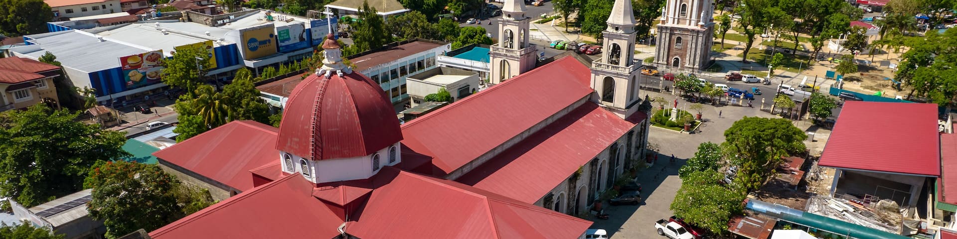 Iloilo City, Philippines - Aerial of Jaro Metropolitan Cathedral, and its famous belfry. Also known as National Shrine of Nuestra Señora de La Candelaria.
