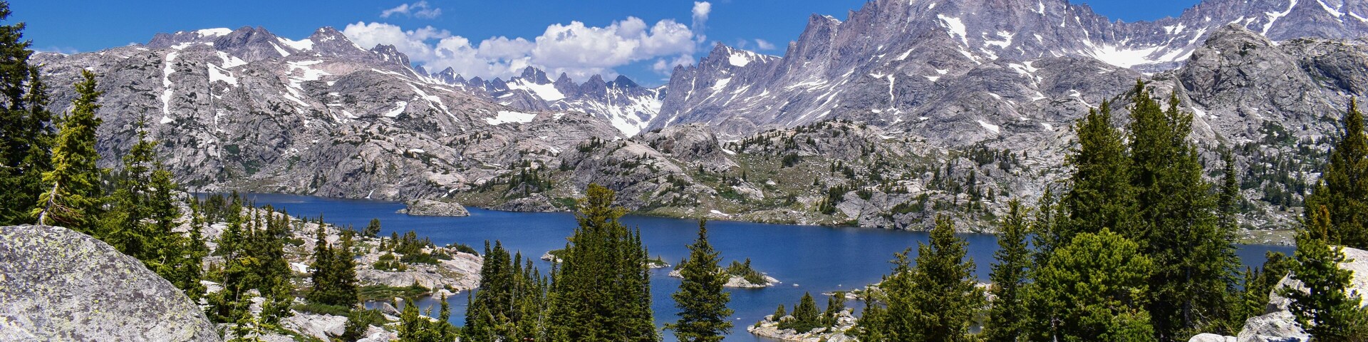 Wind River Range, Rocky Mountains, Wyoming, views from backpacking hiking trail to Titcomb Basin from Elkhart Park Trailhead going past Hobbs, Seneca, Island, Upper and Lower Jean Lakes as well as Pho