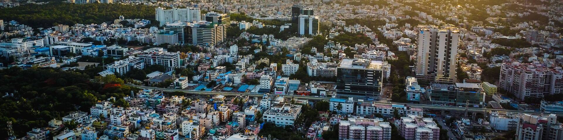 Ariel Shot of beautiful Bangalore City in India