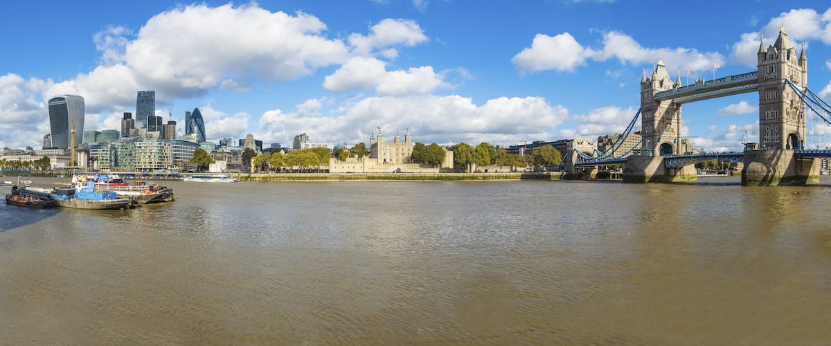 UK- London- view at City of London- River Thames and Tower Bridge; Shutterstock ID 547712974