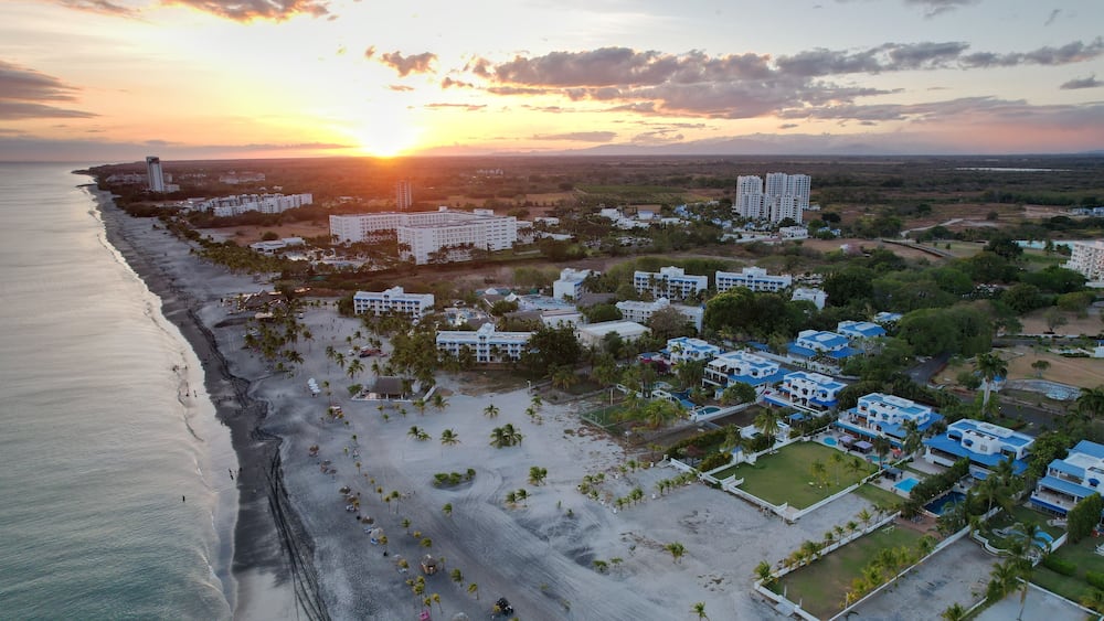 Aerial views from over Playa Blanca, Panama