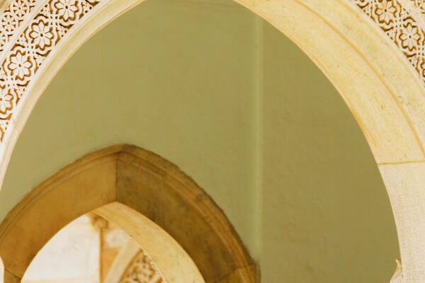 Arched corridor of a museum, Government Central Museum, Jaipur, Rajasthan, India