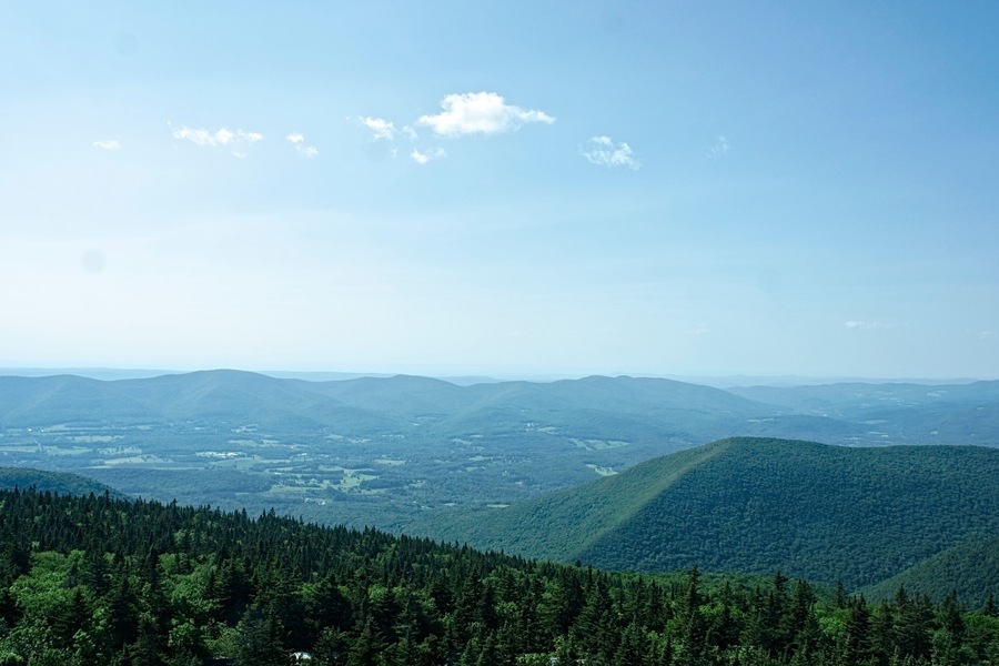 North View from atop the war memorial on Mount Greylock in Adams, Massachusetts. On clear days you can see into New York and Vermont as well.