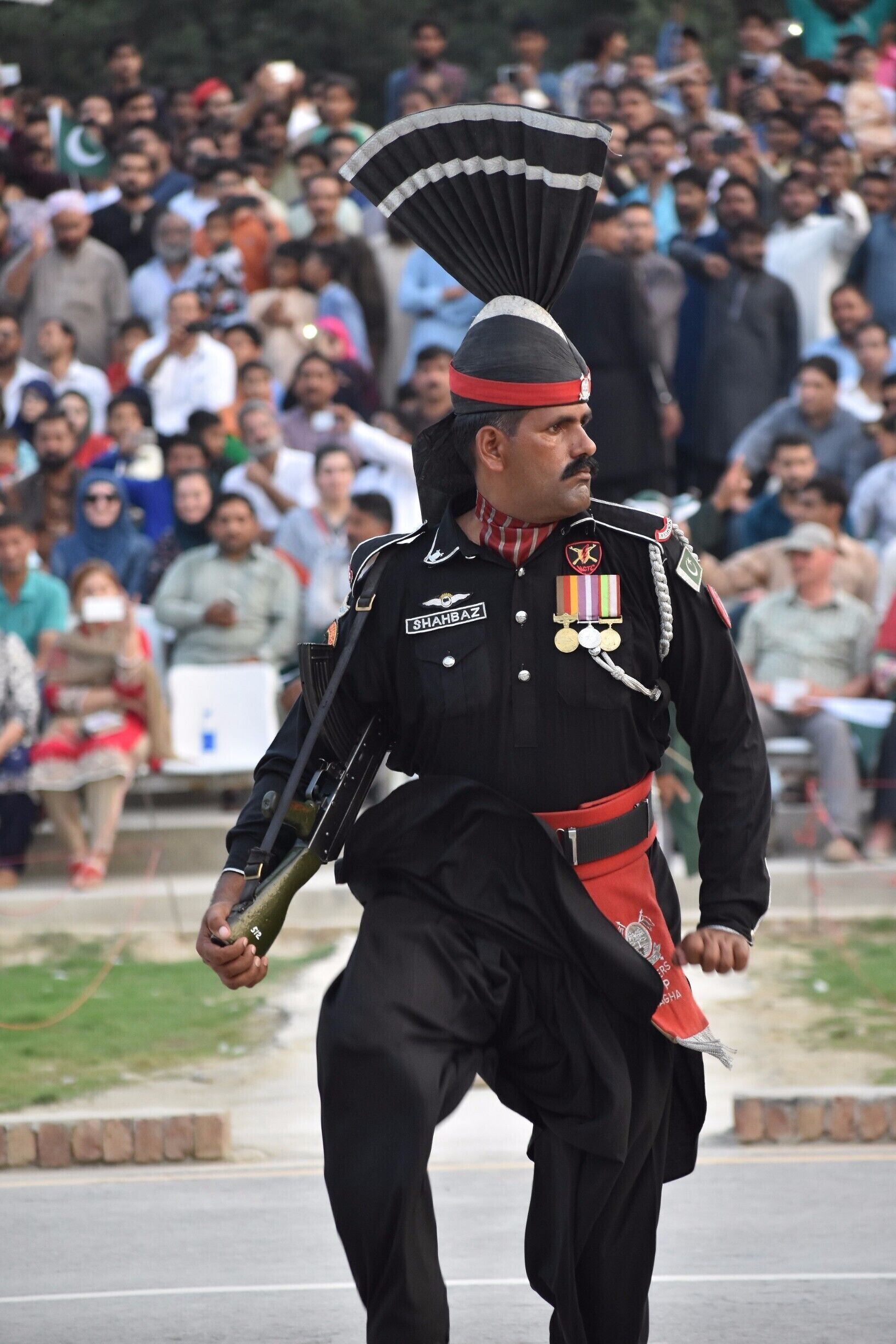 The Wagah border ceremony and retreat is unlike anything I have seen. Pakistanis sit on one side and Indians on the other. We were surrounded by cheering and loud Pakistani patriotic music. Here are my ceremony photos.