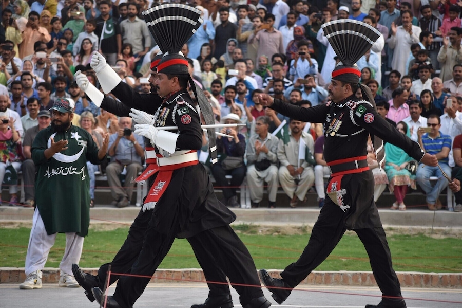The Wagah border ceremony and retreat is unlike anything I have seen. Pakistanis sit on one side and Indians on the other. We were surrounded by cheering and loud Pakistani patriotic music. Here are my ceremony photos.Check out the high kicks.